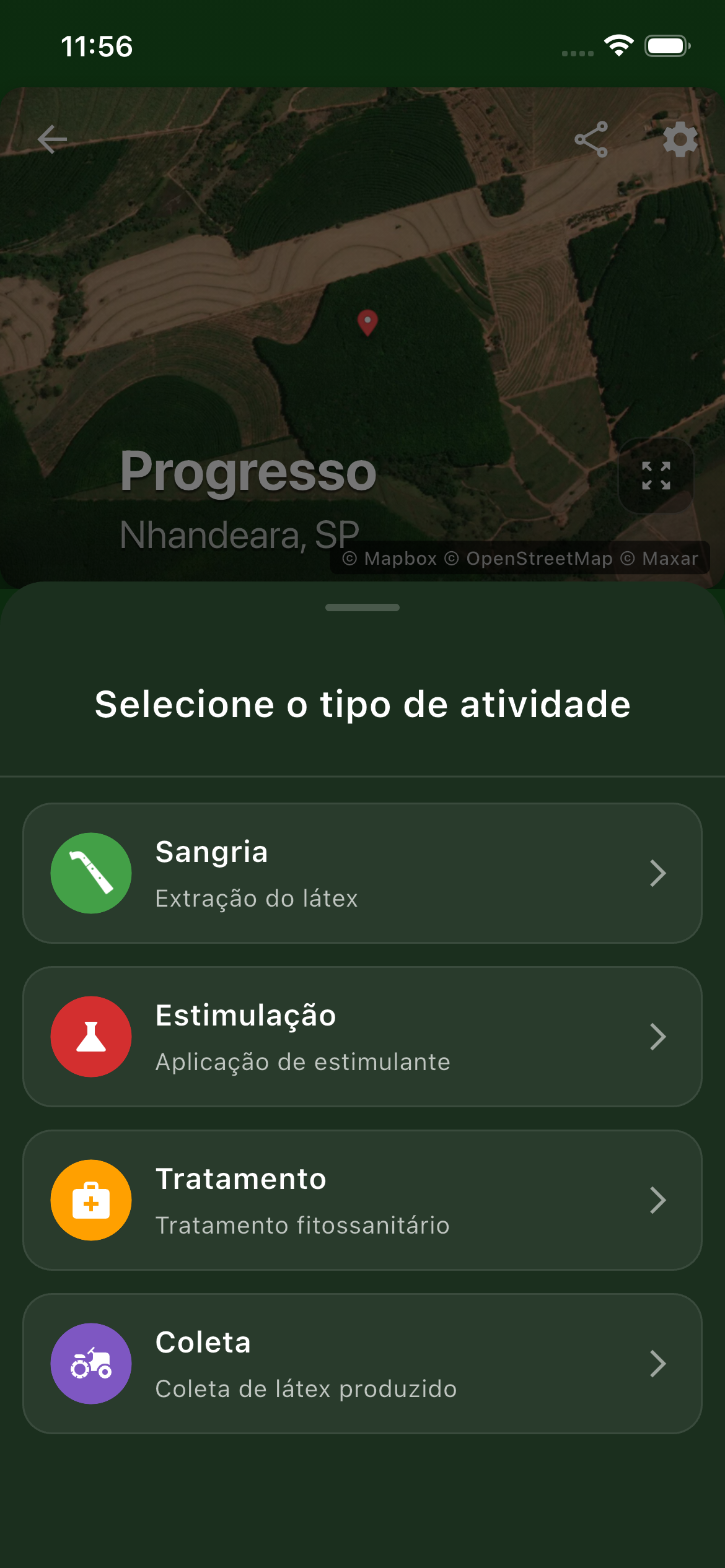 Screenshot do passo 03 do app Seringueiro